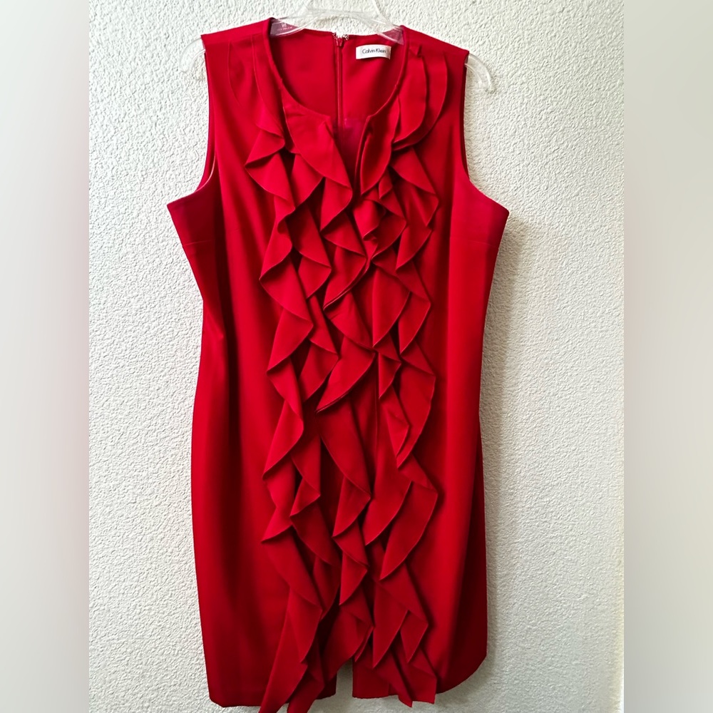Calvin Klein ruffled red dress